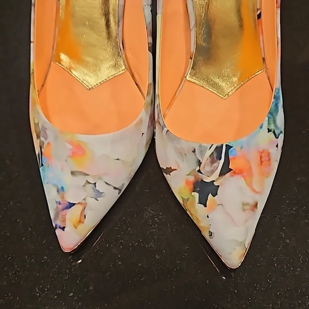 💕TED BAKER💕 Luceey Satin Pumps ~ Watercolor Abstract Floral Print 41